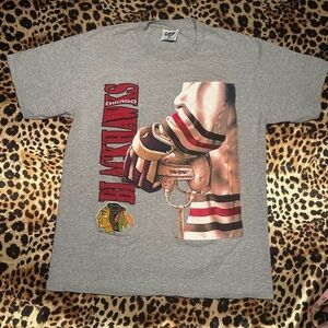 Vintage Chicago Blackhawks Lee Sport Grey Graphic Tee Shirt